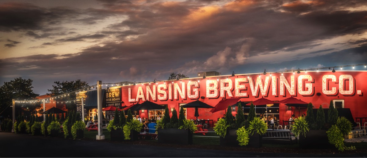 Lansing Brewing Company at sunset