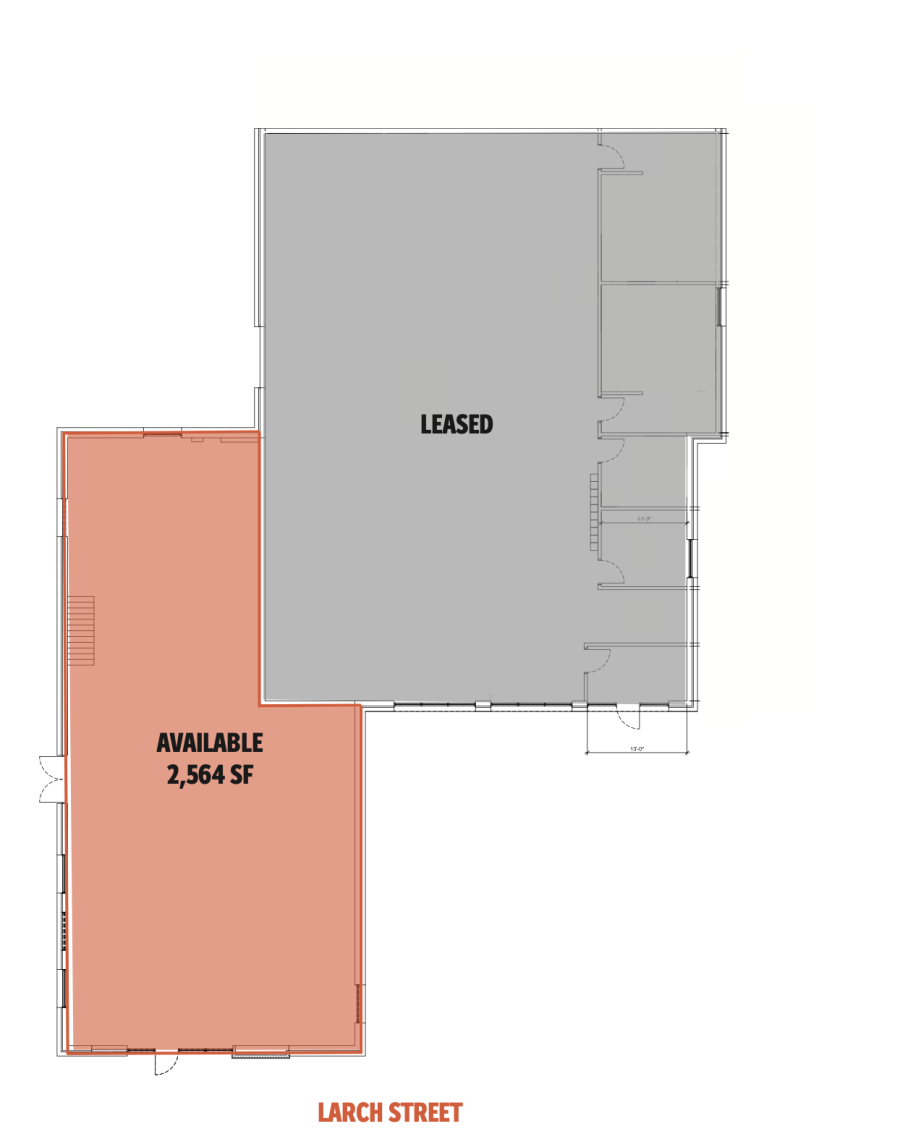floorplan showing leased and unleased space