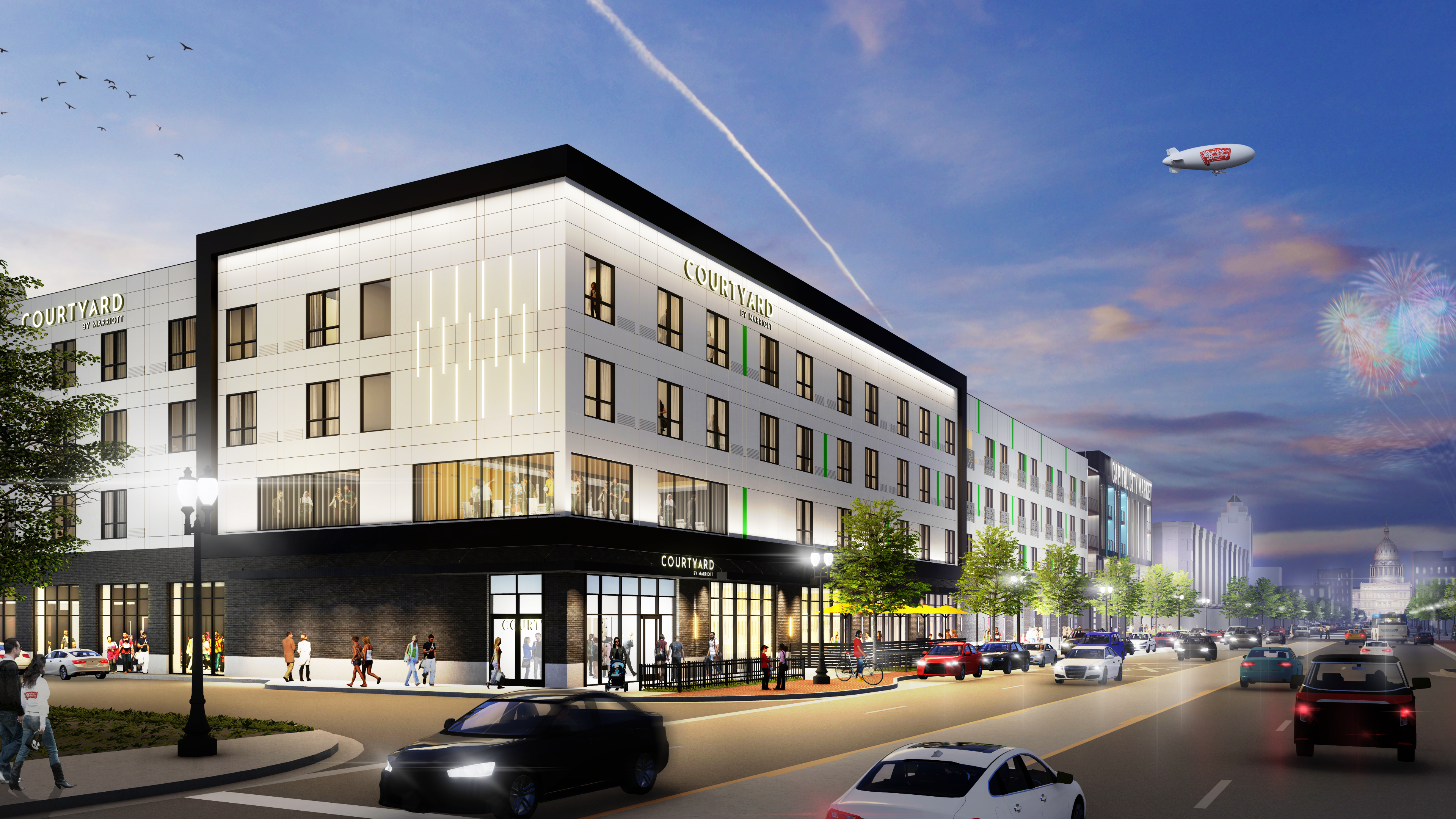 Rendering the hotel portion of the 600 block development